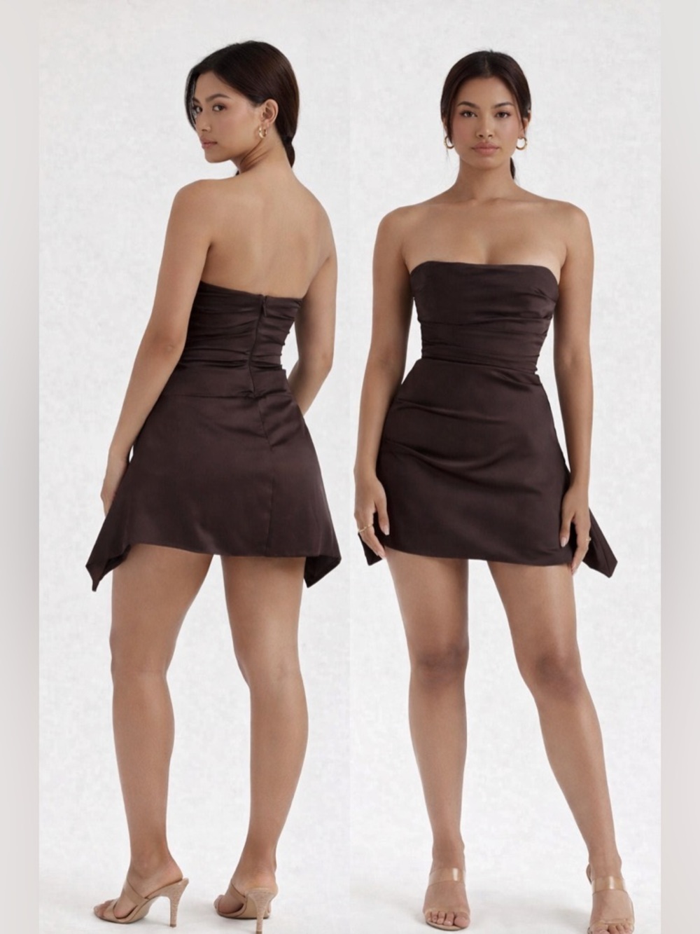 House of CB Jasmine Chocolate Draped Strapless Corset Mini Dress S